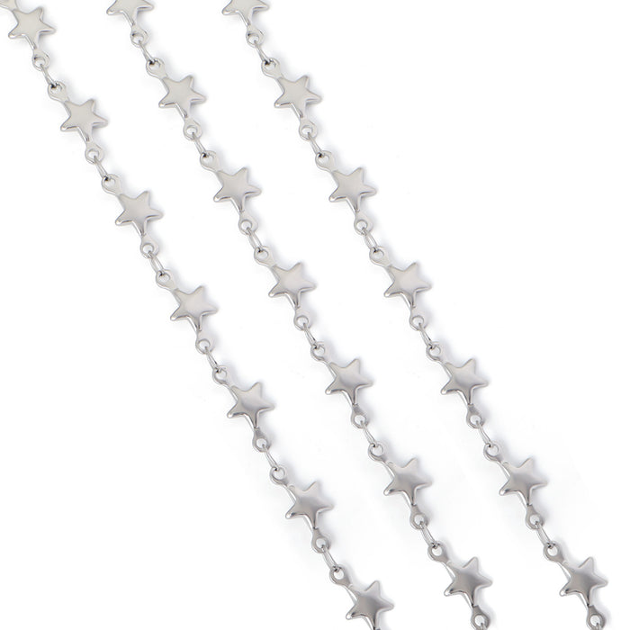 Wholesale Stainless Steel Vacuum Electroplated Gold Peach Heart Dolphin Five-Pointed Star Necklace