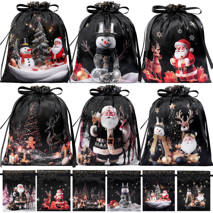 Wholesale Christmas Candy Custom Bag  Satin Double Drawstring Storage Bag Drawstring Christmas Gift Bag Gift Bag