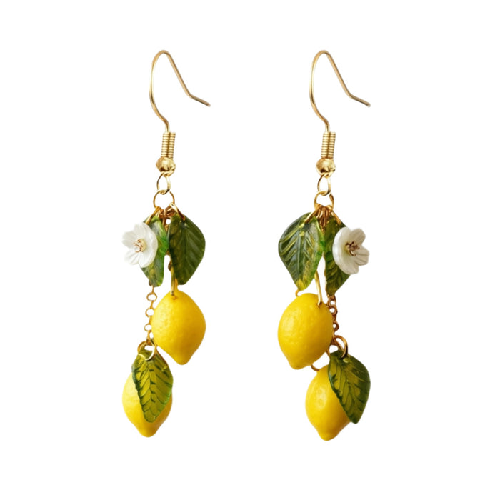 Wholesale Plastic Resin Lemon Earrings Handmade Fruit Jewelry Trendy Summer Fashion Accessory
