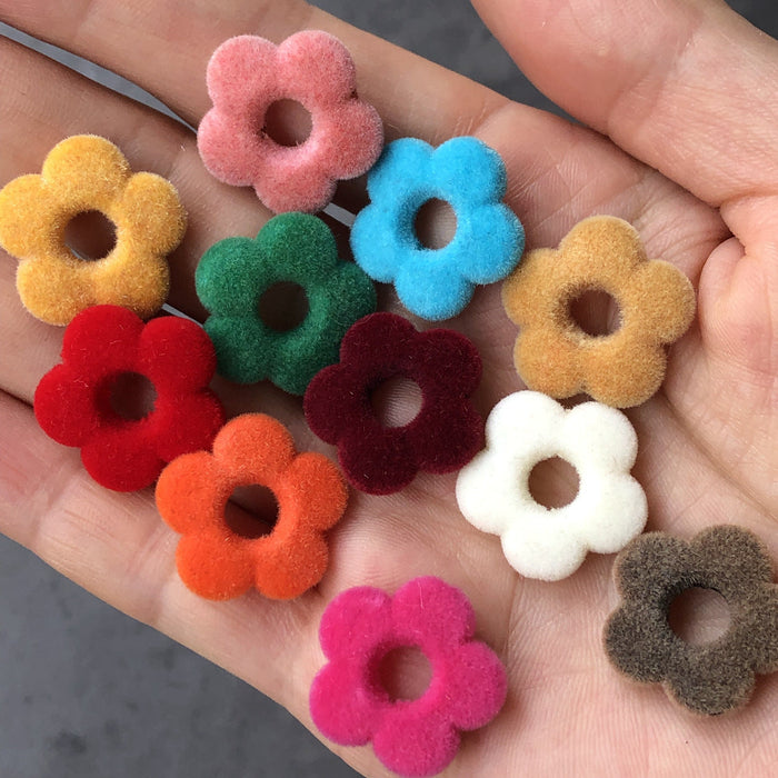 Wholesale 10PCS Flocking Small Flowers DIY Jewelry Accessories Beads JDC-BDS-YuPan001