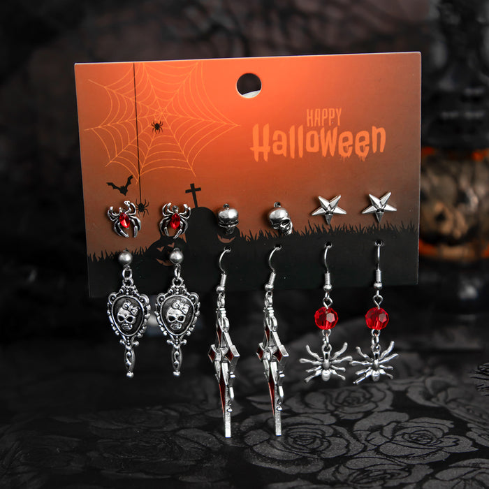 Wholesale Gothic  Skull Bat Earrings For Women Ancient Silver Alloy Punk Jewelry Accessory Party Wear Gift