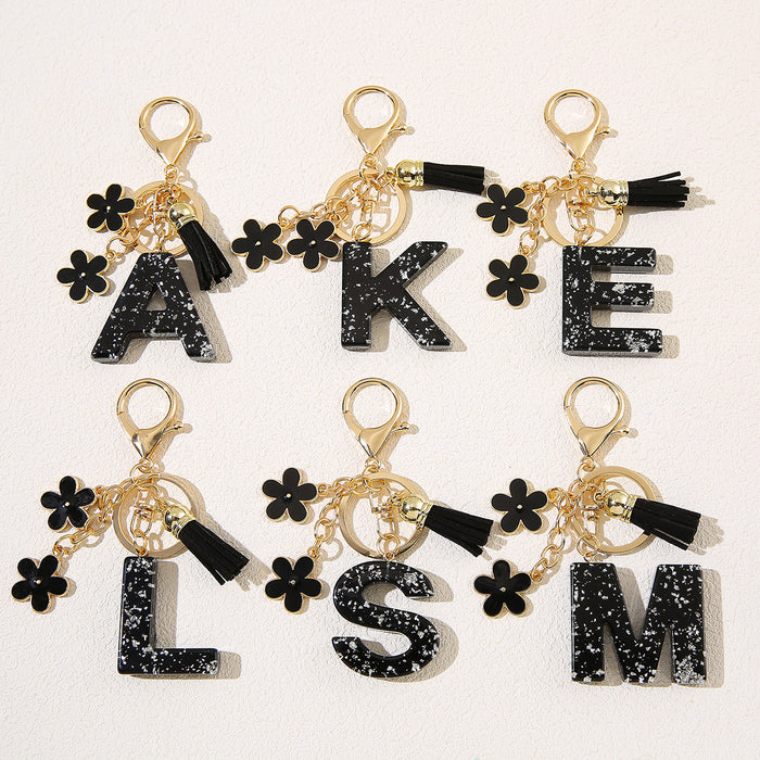 Wholesale Flower 26 English Letter Pendant Keychain Letter Keychain Women's Bag Accessories
