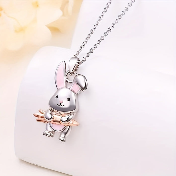 Wholesale Cute cartoon pink rabbit pendant necklaces