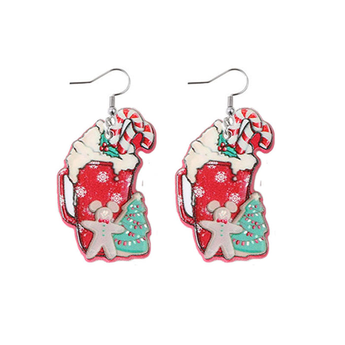 Wholesale Christmas Milk Tea Cup Coffee Cup Candy Acrylic Earrings JDC-ES-YiY004