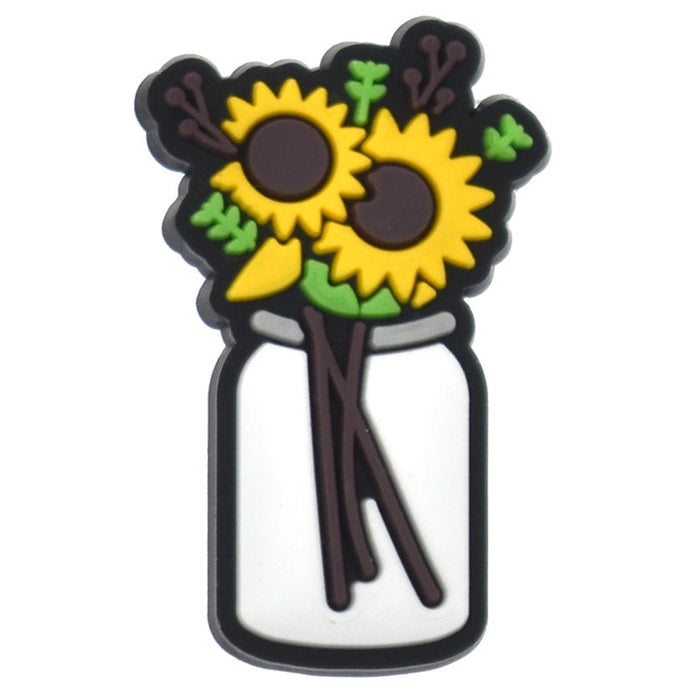 Wholesale 100PCS PVC Cartoon Sunflower Bee DIY Shoe Buckle JDC-SC-RYY012