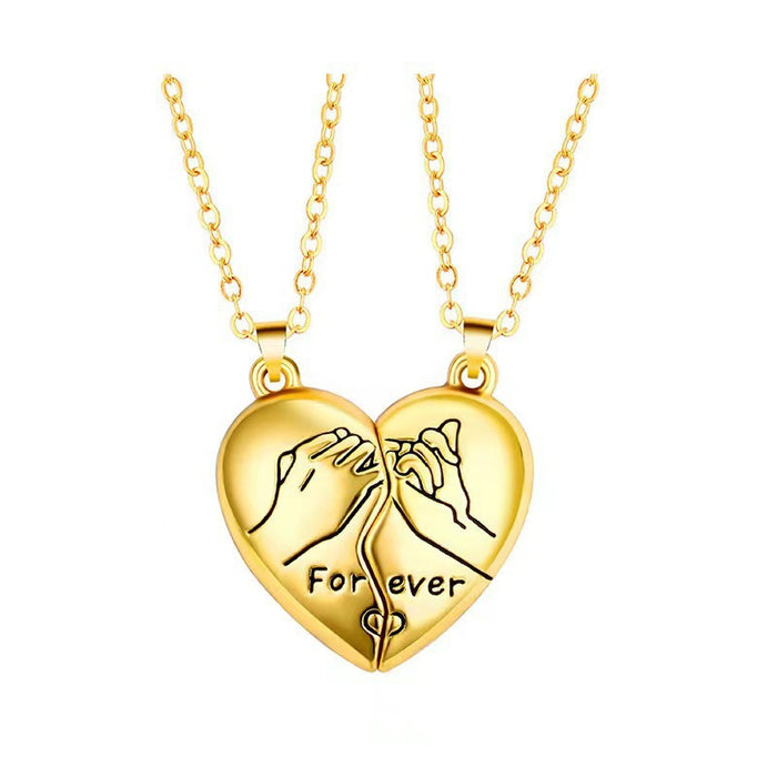 Wholesale Heart shaped couple necklace, creative design, heart inspired necklace, magnetic pendant, collarbone chain