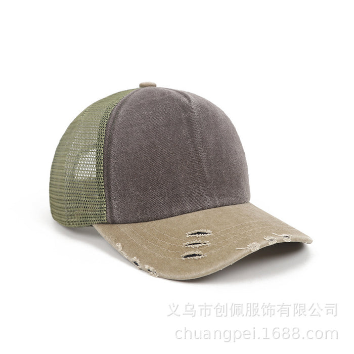 Wholesale Hat light version can be customized with embroidered LOGO for aging, washed cotton hat, breathable mesh hat, outdoor sun protection hat