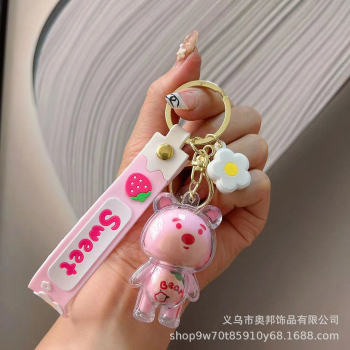 Wholesale 2PCS Creative Strawberry Bear Plastic Keychains JDC-KC-Aobang006