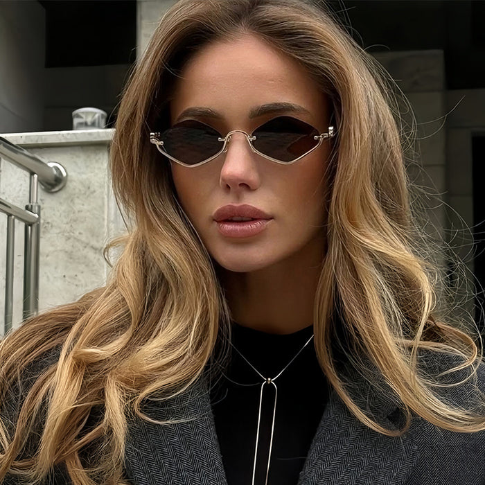 Wholesale Semi-rimmed diamond-shaped sunglasses