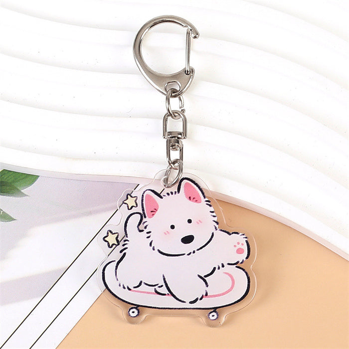 Wholesale Double-Sided Acrylic Cartoon Bichon Puppy Keychain Cute Bag Charm MOQ≥2