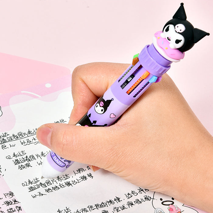 Wholesale push pen 10-color ballpoint pen cute ten-color journal pen multi-color pen display box
