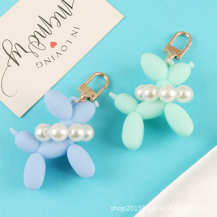 Wholesale Silicone Pearl Balloon Dog Keychain JDC-KC-YiHan008