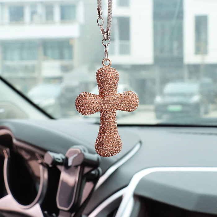 Wholesale Simple Black Rhinestone Cross Car Hanging Ornament Interior Decoration Gift