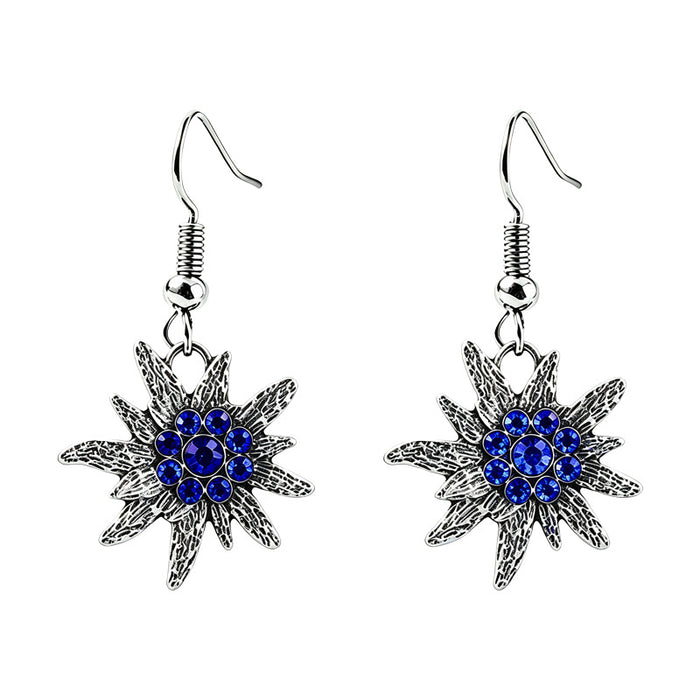 Wholesale Vintage Red Alloy Edelweiss Flower Earrings For Women Bavarian Oktoberfest Party Jewelry