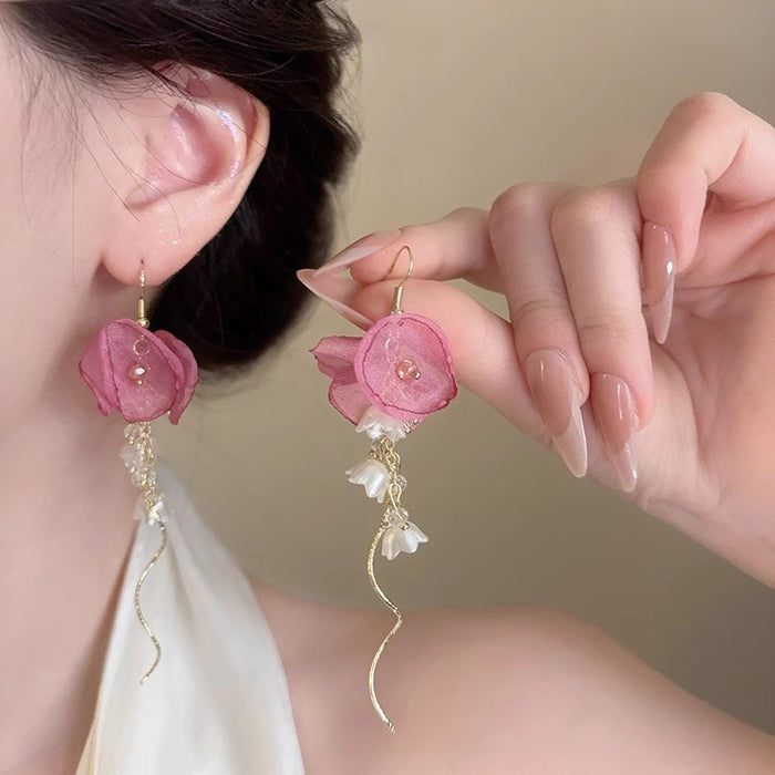 Wholesale Tassel flower earrings, niche earrings, exquisite temperament earrings