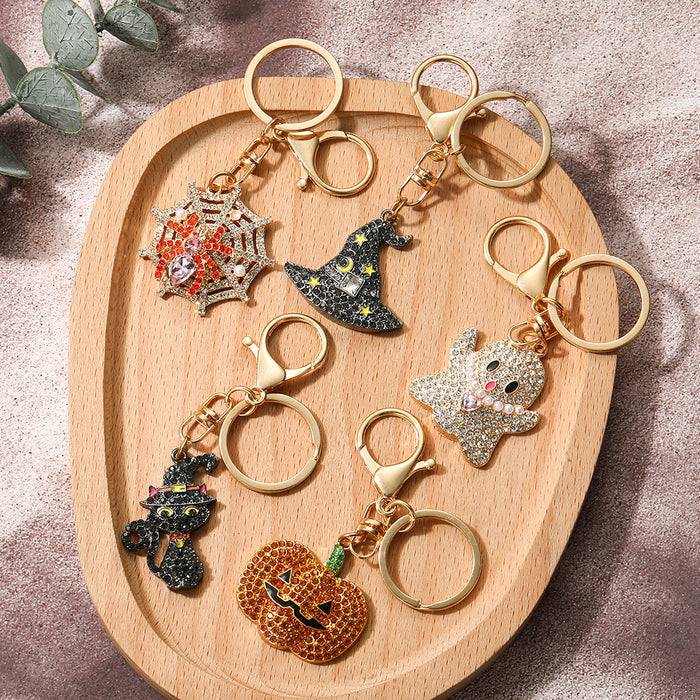 Wholesale Vintage Pumpkin Full Rhinestone Keychain Zinc Alloy Car Key Accessory