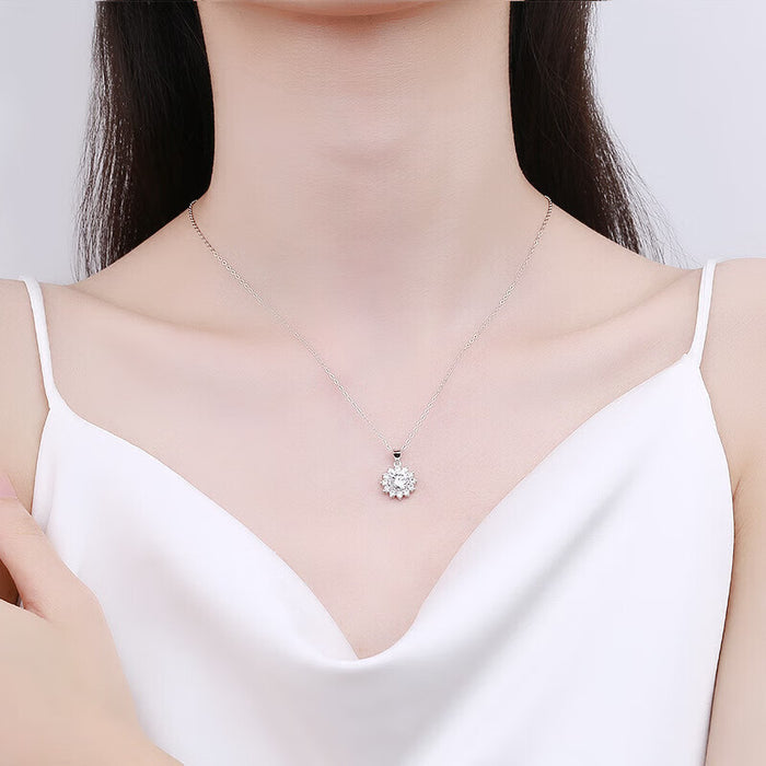 Wholesale Necklace, pure silver sunflower pendant, accessory