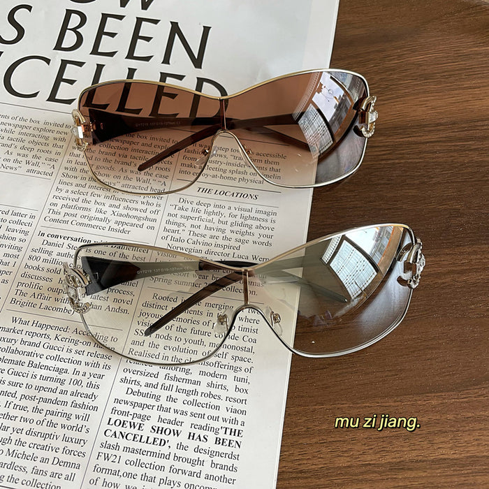 Wholesale Metal large box retro diamond inlaid sunglasses street photography sunglasses UV resistant glasses