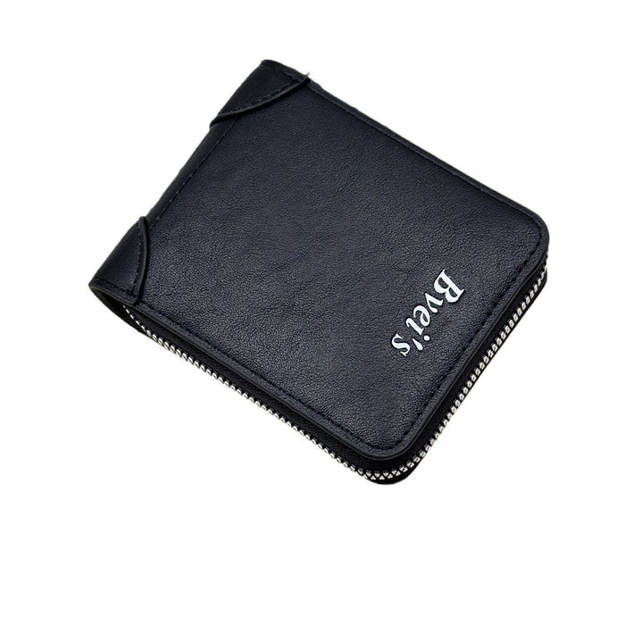Wholesale Retro European American Style Men' s Wallet - PU Leather Solid Color Zipper Coin Purse