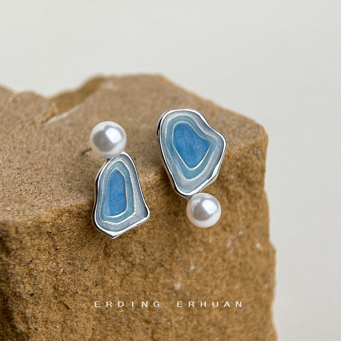 Wholesale Salt Lake Series Designer Enamel Drop Earrings - Asymmetric Fashion Accessory