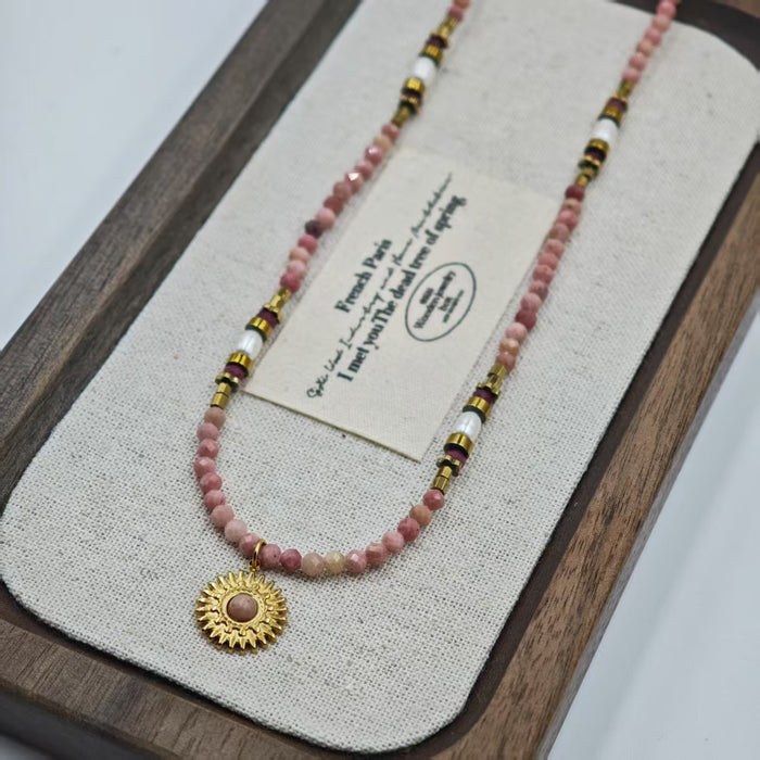 Wholesale Natural stone handmade bead necklace, collarbone chain, niche and versatile necklace