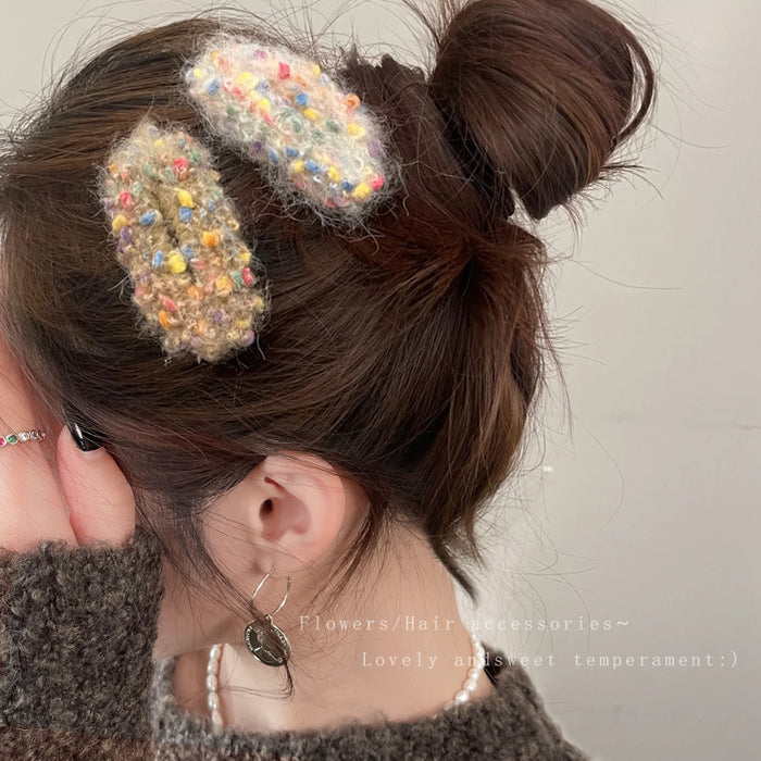 Wholesale Plush Hairpin Women'sBack Head Broken Hair Clip Children's Colorful Bangs Clip Hair Accessories