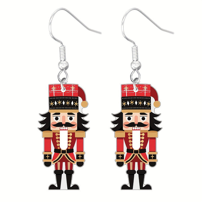 Wholesale Christmas Cartoon Earrings Cute Acrylic Pendant  Gingerbread and Animal Pattern Holiday Supplies