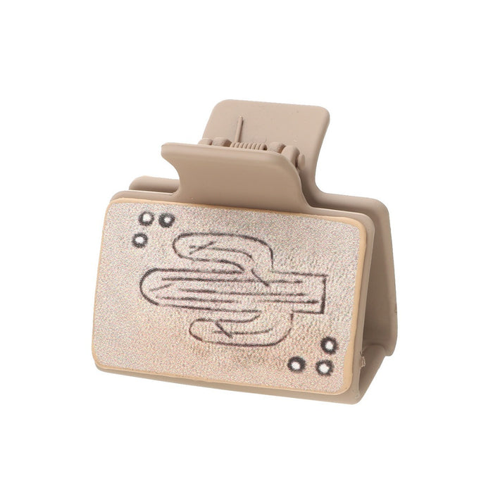 Wholesale Western Denim Cactus Leather Hairpin Mid-style Grab Clip Shark Clip Women