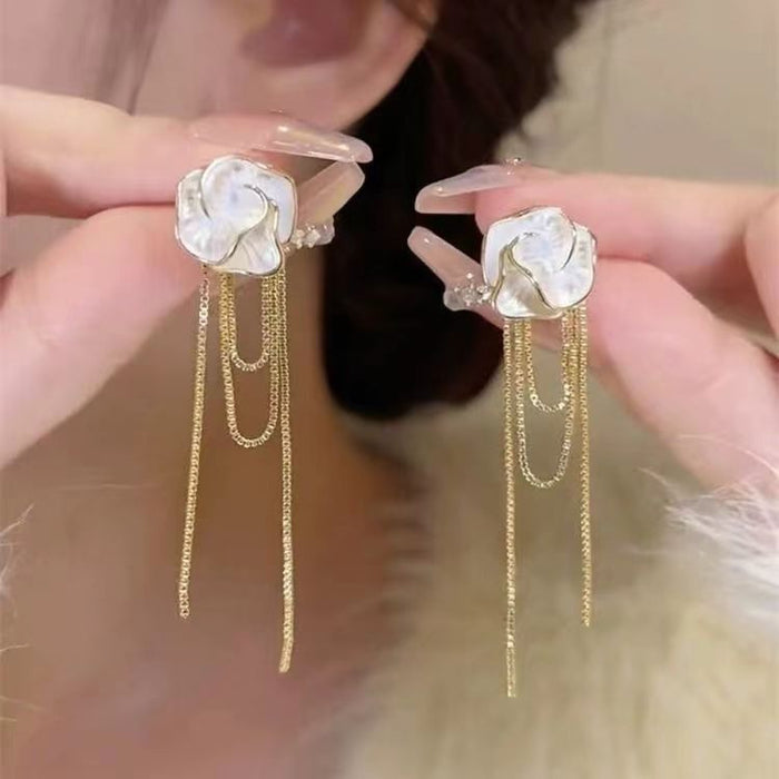 Wholesale Camellia Earrings Women's Flower Ear Jewelry