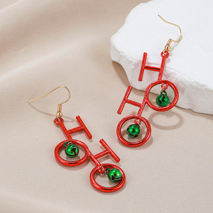 Wholesale Christmas element earrings female red and green color matching  snowflake creative Christmas earrings