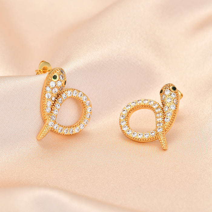 Wholesale New niche design with micro inlaid zircon earrings, exquisite and fashionable earrings and studs