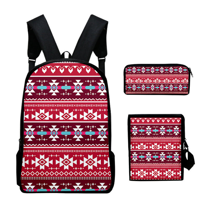 Wholesale Aztec Backpack + Shoulder Bag + Pencil Case Three-piece Set JDC-BP-JieNi002