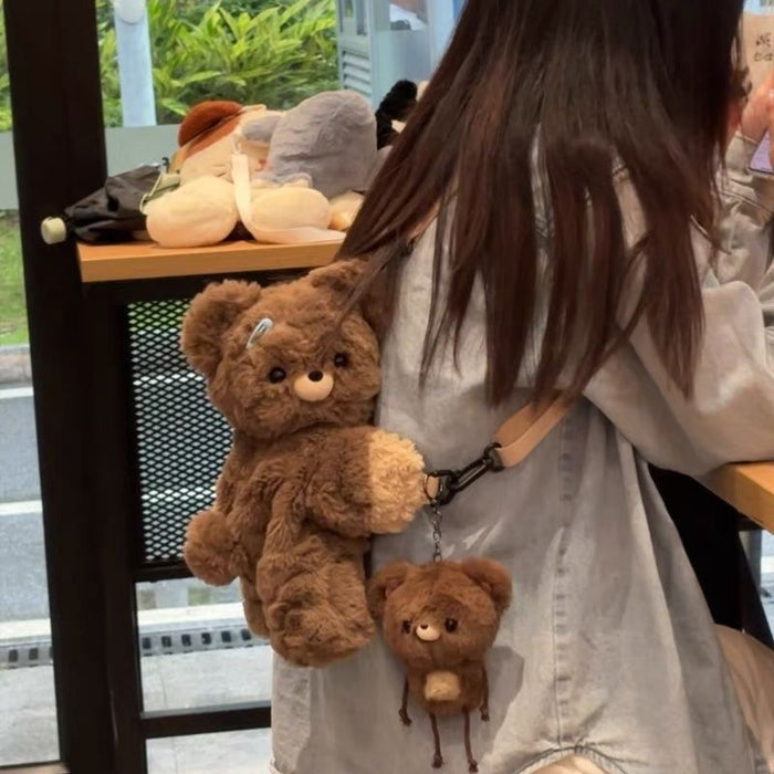 Wholesale  love bear lie prone bag plush cartoon doll shoulder bag female birthday gift girl bag