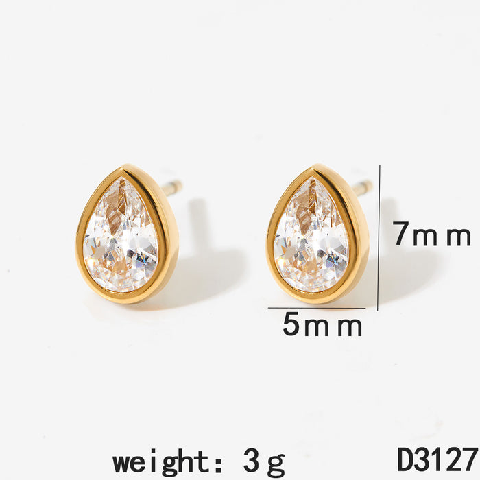 Wholesale Stainless Steel Zircon Heart Water Drop Earrings For Women Everyday Jewelry Gift