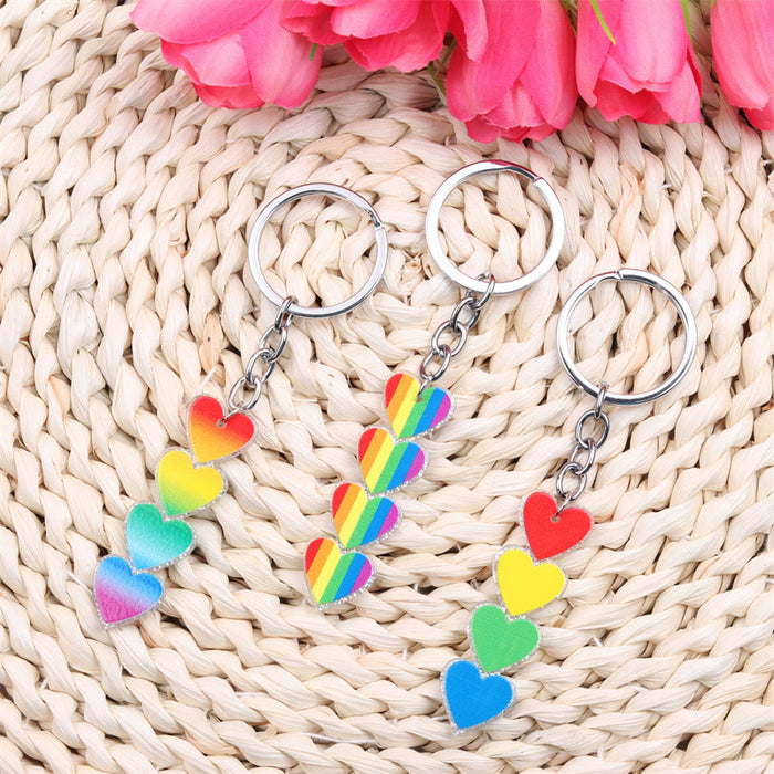 Wholesale Rainbow Love Acrylic Keychain JDC-KC-Duai002