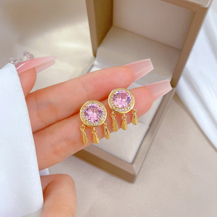 Wholesale Real Gold Diamond Geometric Stud Earrings JDC-ES-LG003