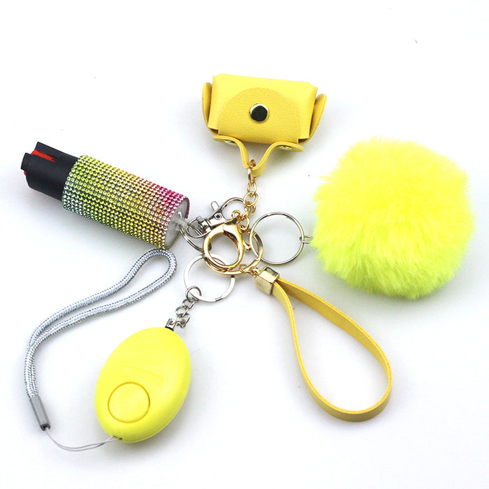 Wholesale Leather Ladies Bag Fur Ball Set of 4 Keychains JDC-KC-CanWu010