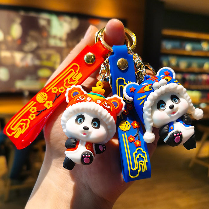 Wholesale Rubber Cartoon Doll Lion Tiger Head Panda Keychain JDC-KC-Tingm180