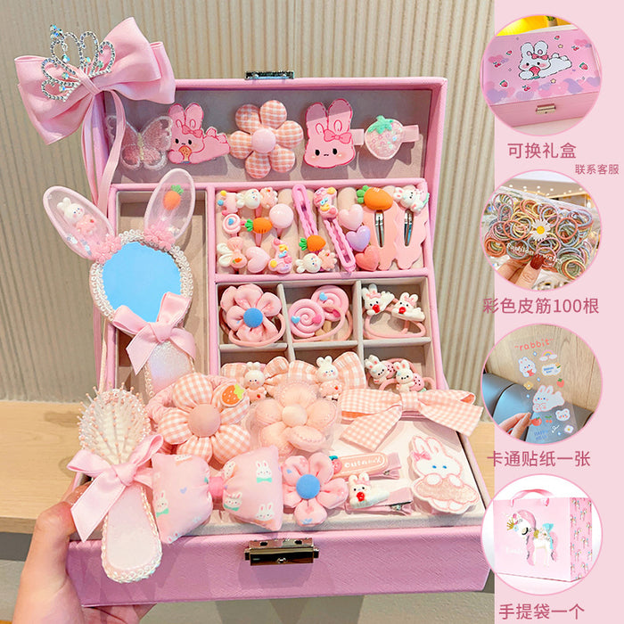 Wholesale Children' s New Headwear Girl Birthday Gift Jewelry Box Princess Girl Hair Accessories Set Gift Box Baby Hair Clip