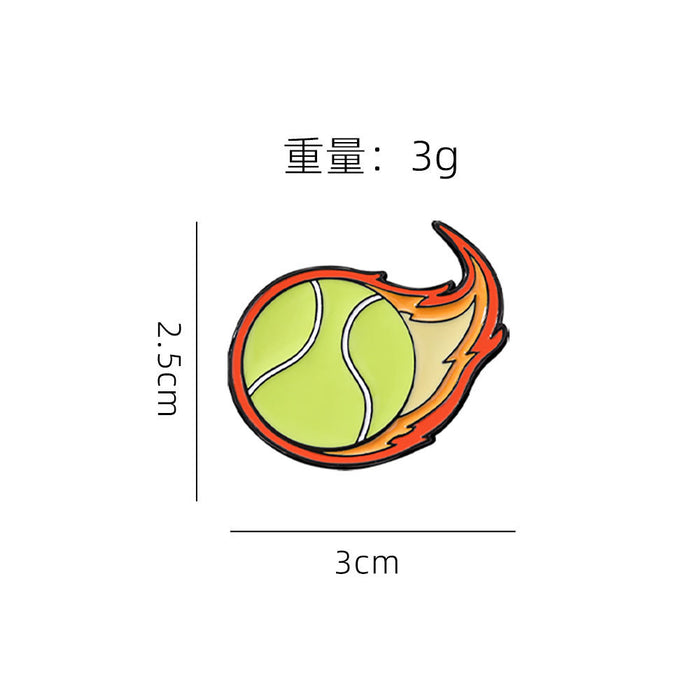 Wholesale Flame Ball Brooch Basketball Football Sports Gift Metal Paint Badge