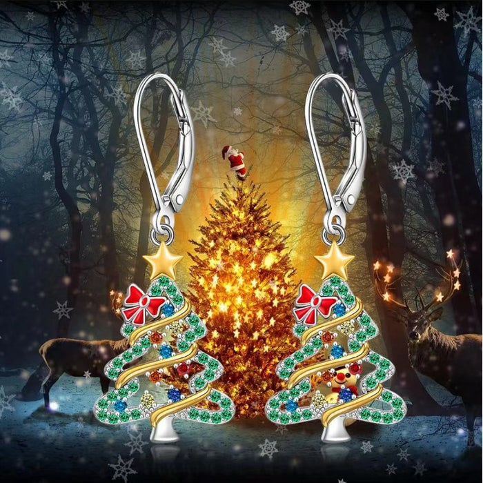 Wholesale Christmas Tree Bow Star Diamond Earrings