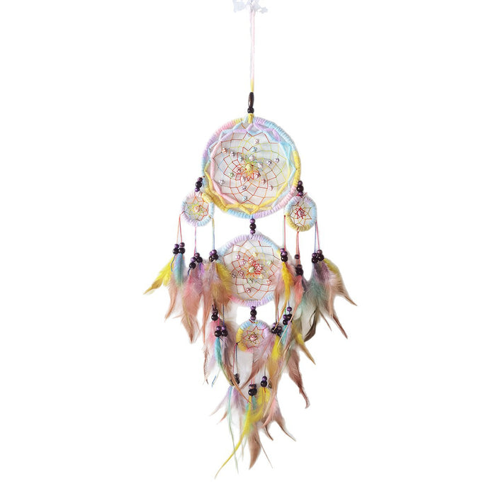 Wholesale Handwoven Iron Dreamcatcher with Feathers Boho Decorative Hanging Ornament