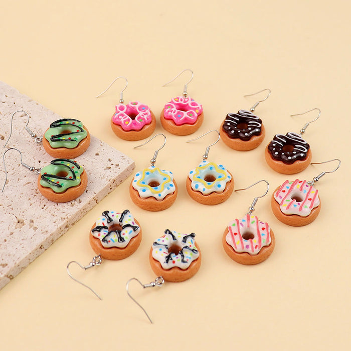 Wholesale Cartoon Chocolate Donut Resin Earrings JDC-ES-niqing026