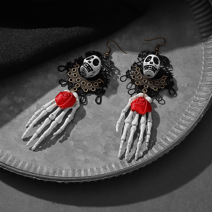 Wholesale Gothic Horror Skull Palm Halloween Resin Earrings JDC-ES-Qianzi001