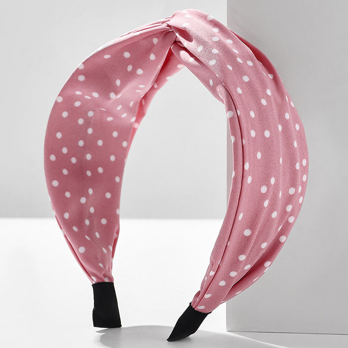 Wholesale Wide Edge Fabric Wide Edge Polka Dot Cross Headband JDC-HD-Wupei003