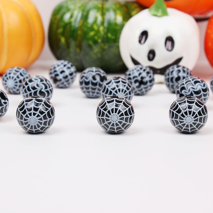 Wholesale 50PCS Halloween Colorful Witch Pumpkin Ghost Face Wooden Beads JDC-BDS-TianYue023