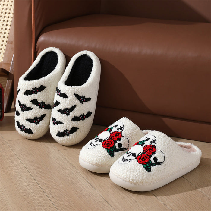 Wholesale  slippers for women  home non-slip home indoor warm cartoon skull cotton slippers