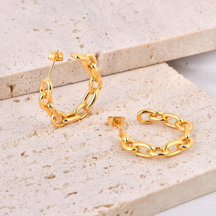 Wholesale Personality Chain Links C-Shaped Earrings