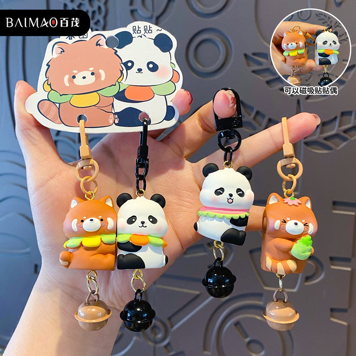 Wholesale Resin Big And Small Bear Keychain Magnetic Couple Bag Pendant Spring Everyday Gift