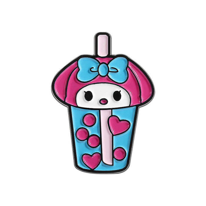 Wholesale Cartoon Puppy and Cat Milk Tea Cup Pattern  Brooch